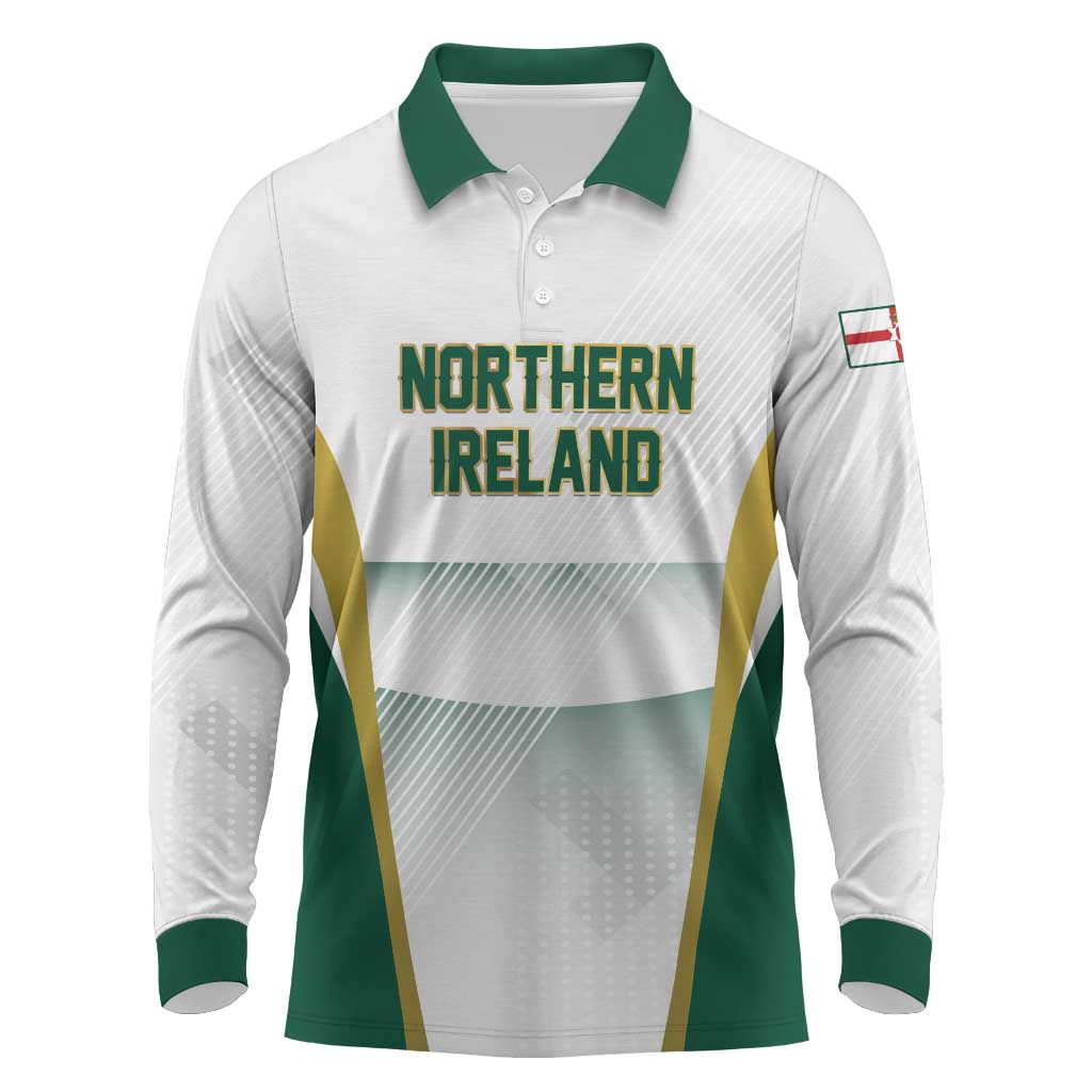 Custom Football 2026 Northern Ireland Long Sleeve Polo Shirt GAWA Norn Iron Go Champion