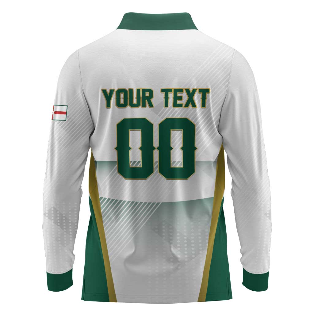 Custom Football 2026 Northern Ireland Long Sleeve Polo Shirt GAWA Norn Iron Go Champion