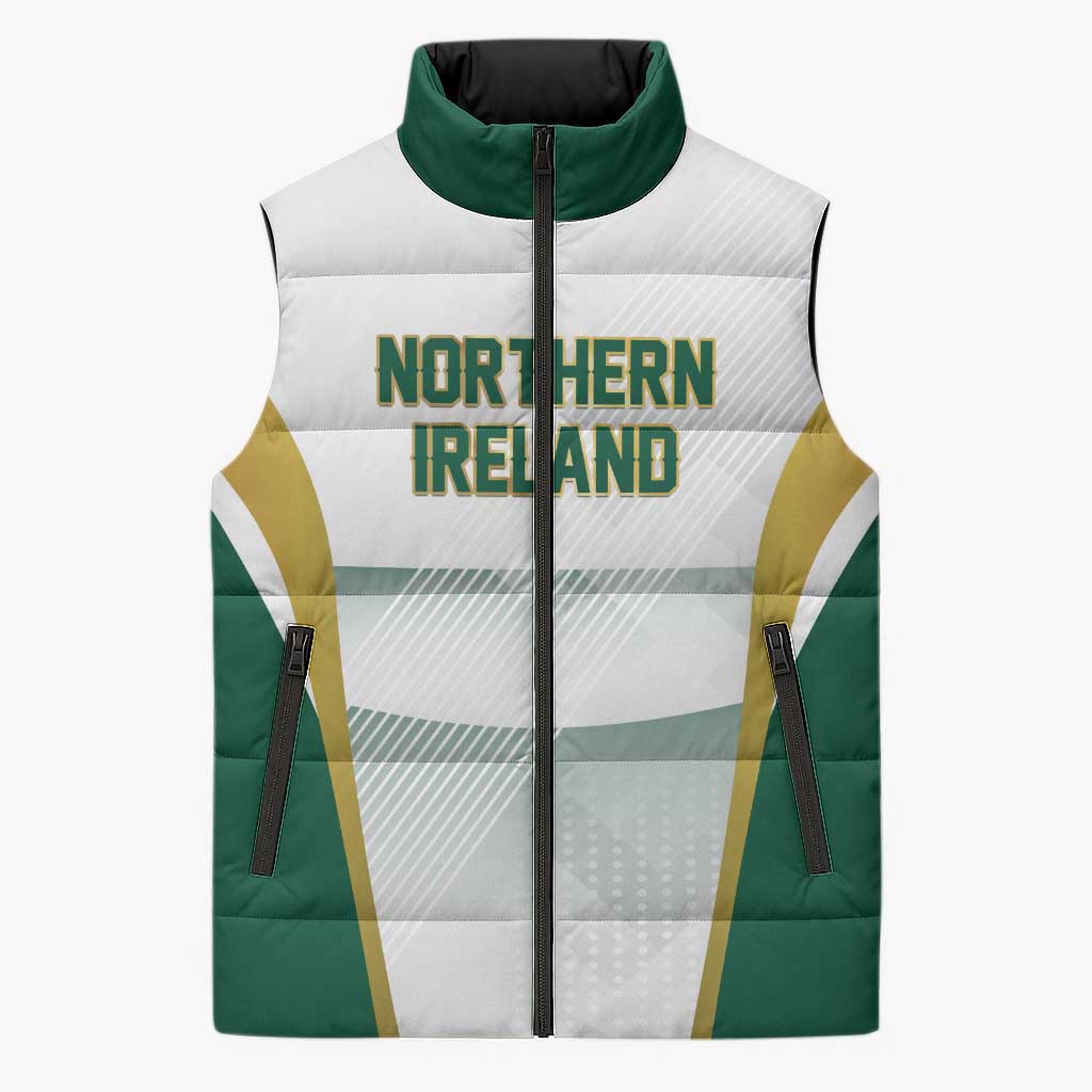 Custom Football 2026 Northern Ireland Sleeveless Puffer Jacket GAWA Norn Iron Go Champion
