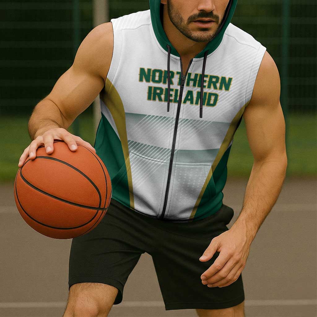 Custom Football 2026 Northern Ireland Sleeveless Zip Hoodie GAWA Norn Iron Go Champion