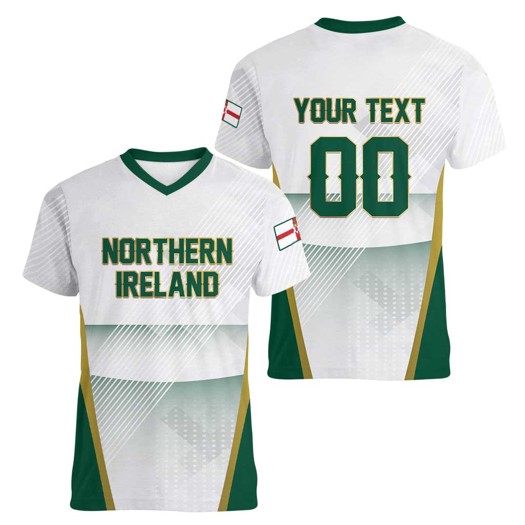 Custom Football 2026 Northern Ireland Women V-Neck T-Shirt GAWA Norn Iron Go Champion