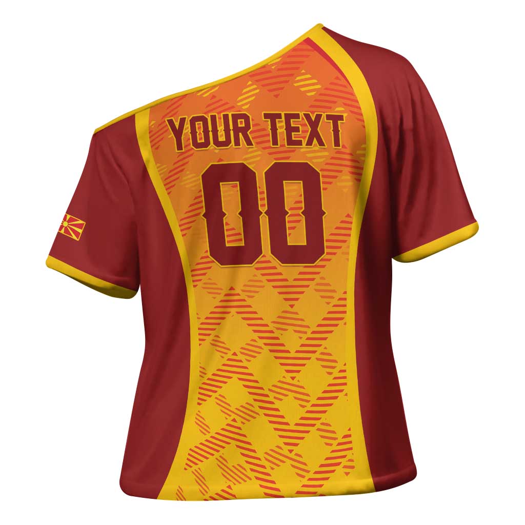 Custom Football 2026 Macedonia Cross Shoulder Shirt The Red Devils Go Glory