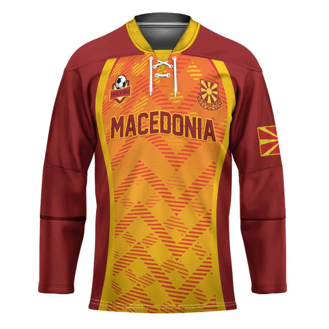 Custom Football 2026 Macedonia Hockey Jersey The Red Devils Go Glory