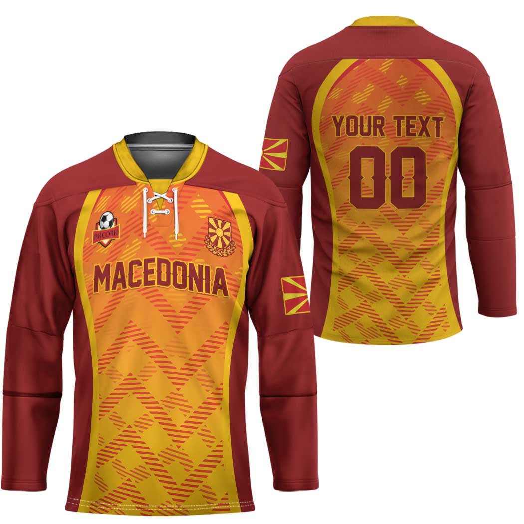 Custom Football 2026 Macedonia Hockey Jersey The Red Devils Go Glory