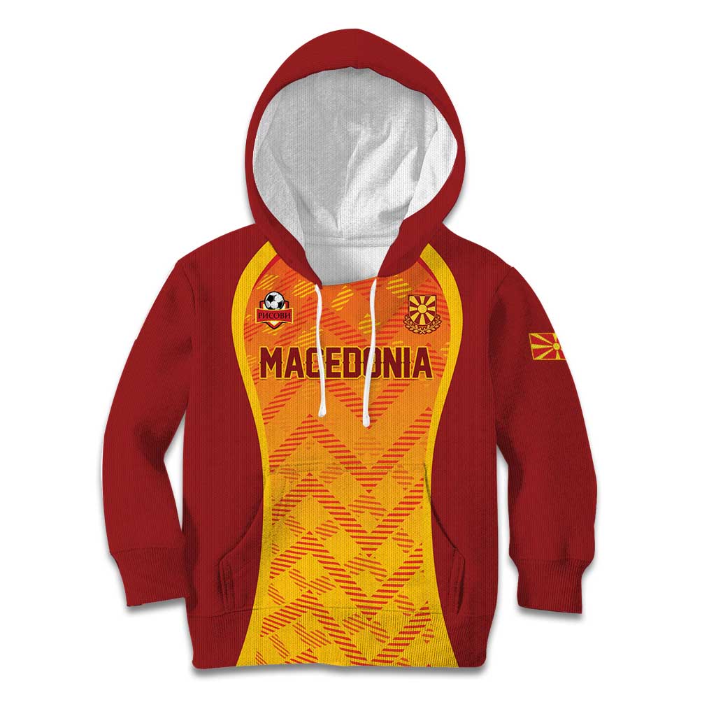 Custom Football 2026 Macedonia Kid Hoodie The Red Devils Go Glory