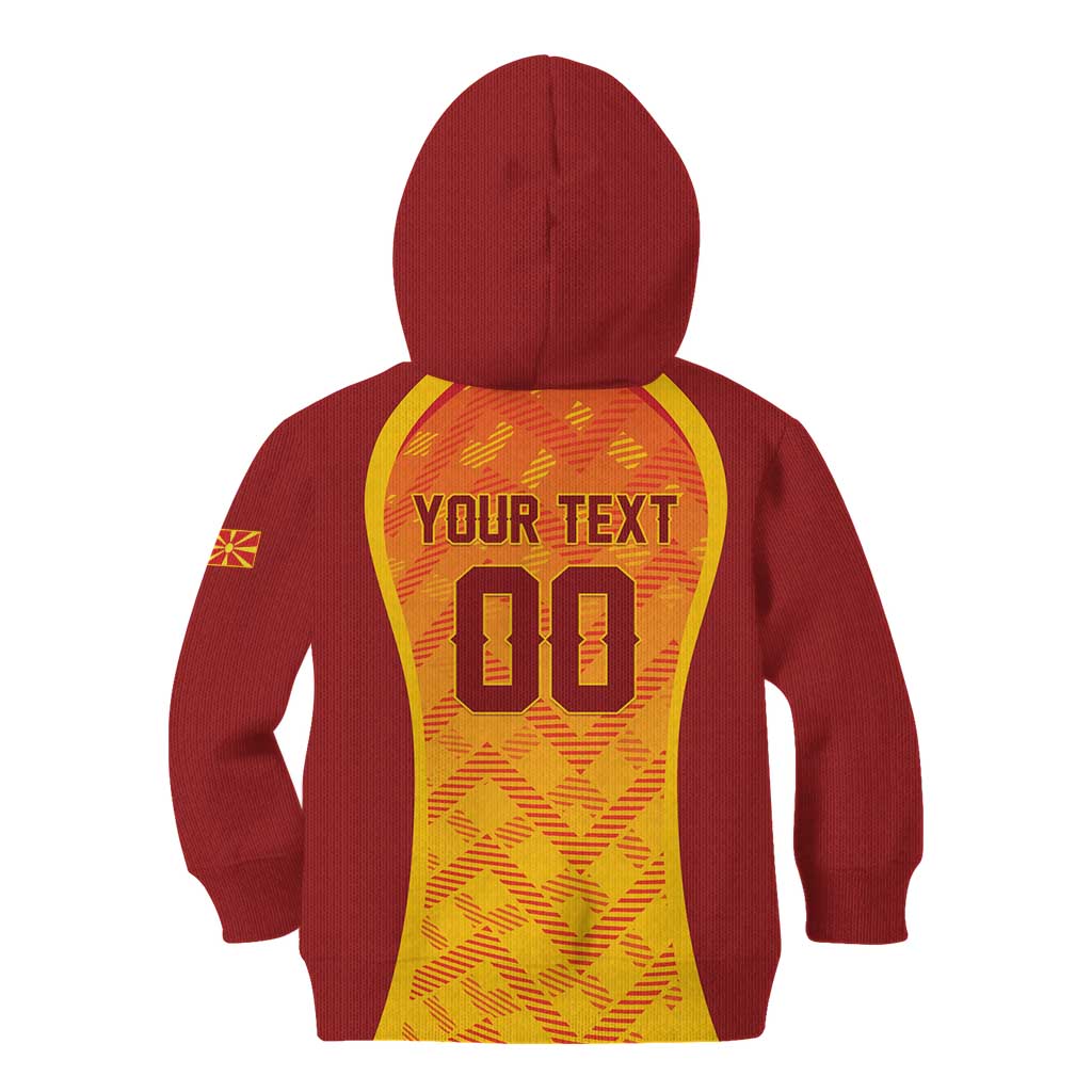 Custom Football 2026 Macedonia Kid Hoodie The Red Devils Go Glory