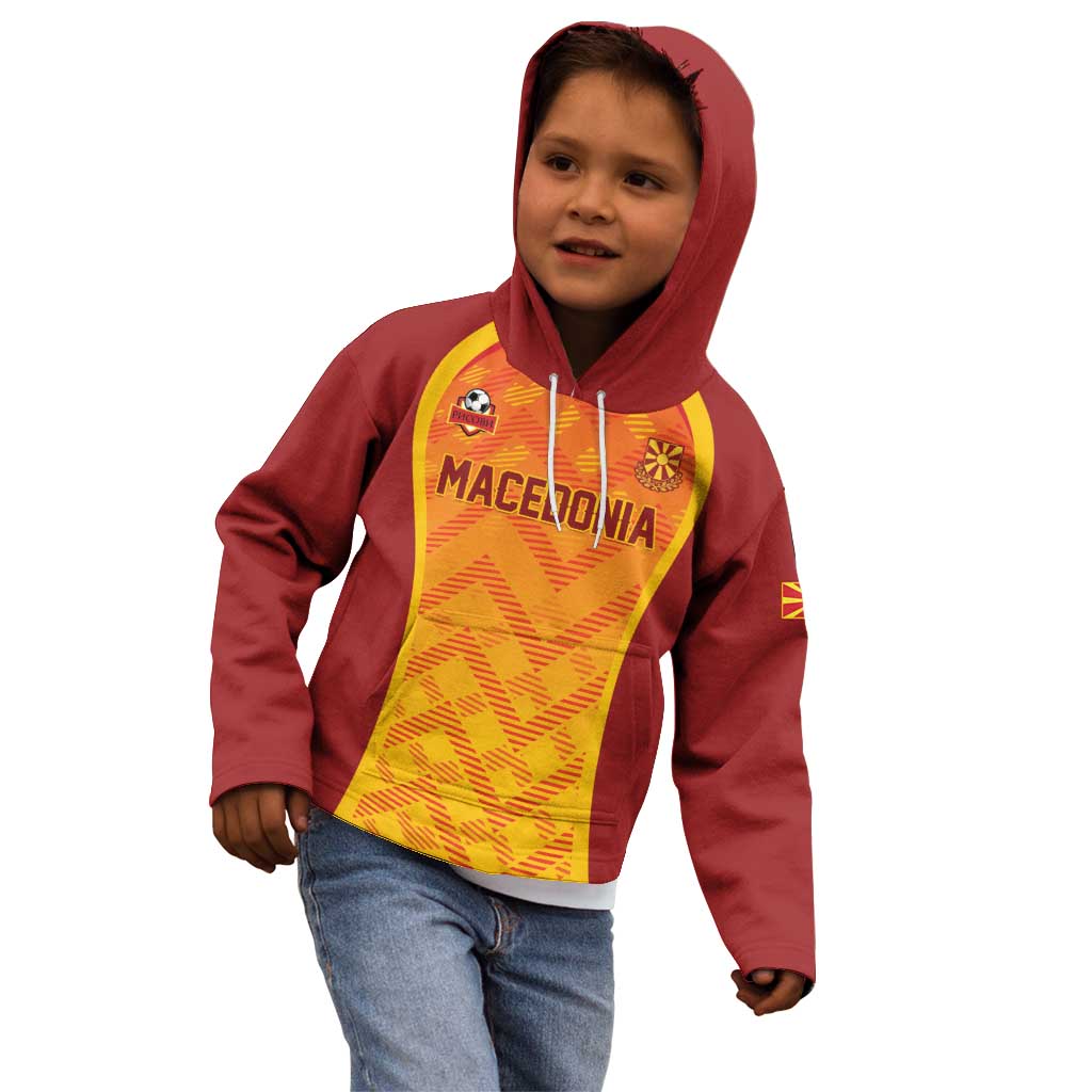 Custom Football 2026 Macedonia Kid Hoodie The Red Devils Go Glory