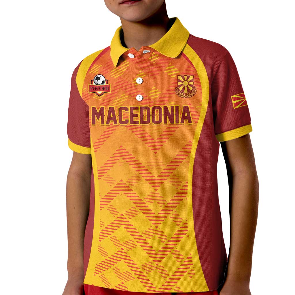 Custom Football 2026 Macedonia Kid Polo Shirt The Red Devils Go Glory