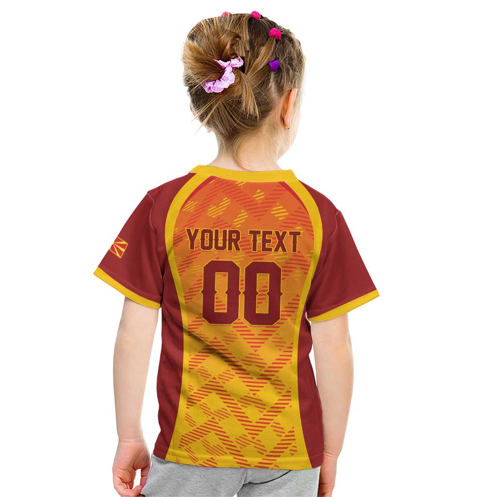 Custom Football 2026 Macedonia Kid T Shirt The Red Devils Go Glory