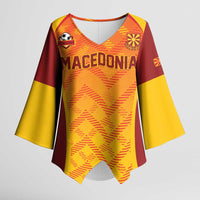 Custom Football 2026 Macedonia Kimono Sleeve Blouse The Red Devils Go Glory