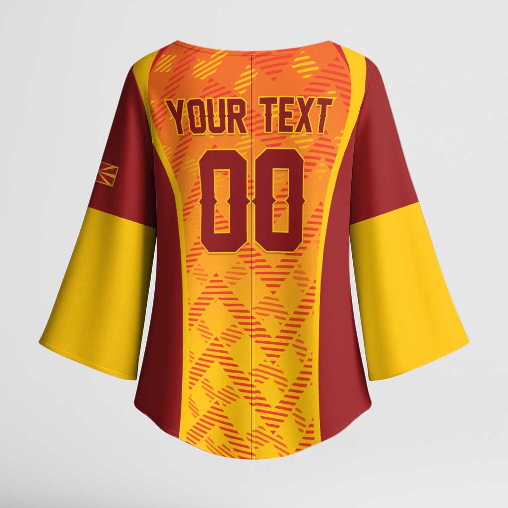 Custom Football 2026 Macedonia Kimono Sleeve Blouse The Red Devils Go Glory