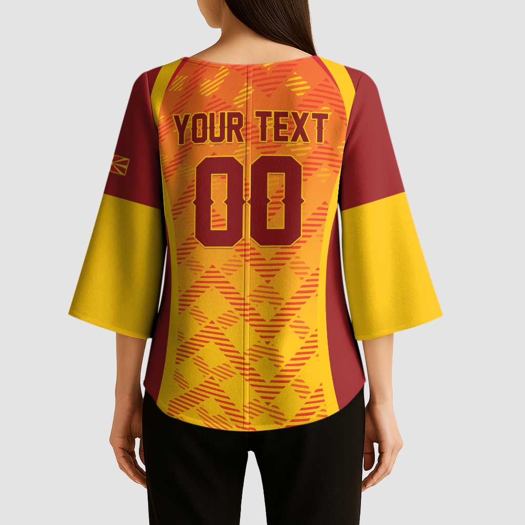 Custom Football 2026 Macedonia Kimono Sleeve Blouse The Red Devils Go Glory