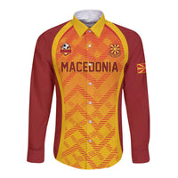 Custom Football 2026 Macedonia Long Sleeve Button Shirt The Red Devils Go Glory