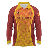 Custom Football 2026 Macedonia Long Sleeve Polo Shirt The Red Devils Go Glory