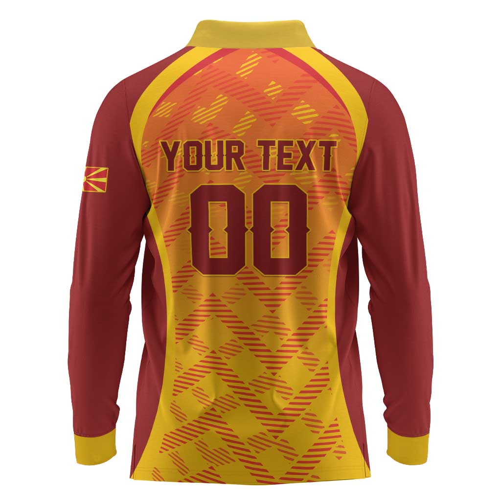 Custom Football 2026 Macedonia Long Sleeve Polo Shirt The Red Devils Go Glory