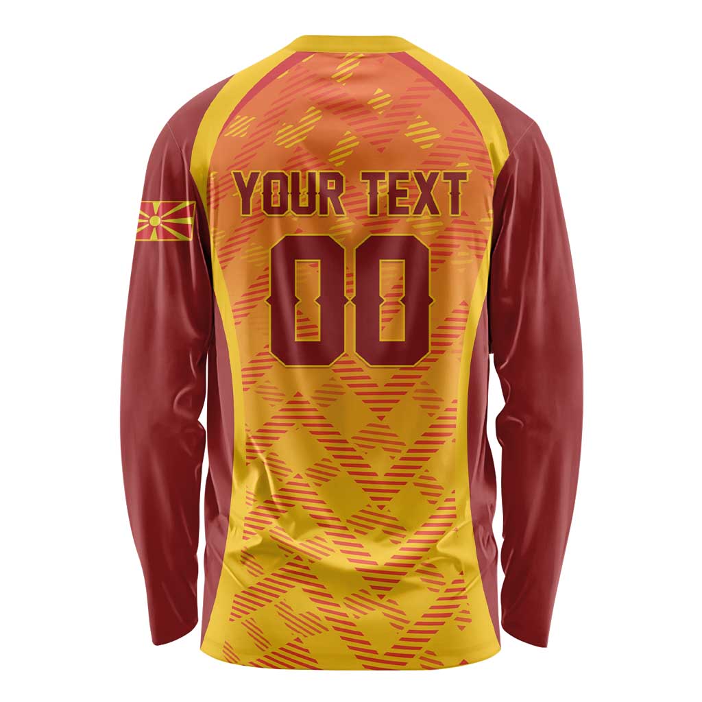Custom Football 2026 Macedonia Long Sleeve Shirt The Red Devils Go Glory