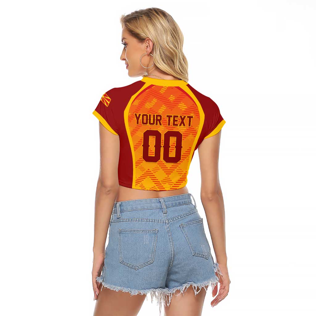 Custom Football 2026 Macedonia Raglan Cropped T Shirt The Red Devils Go Glory