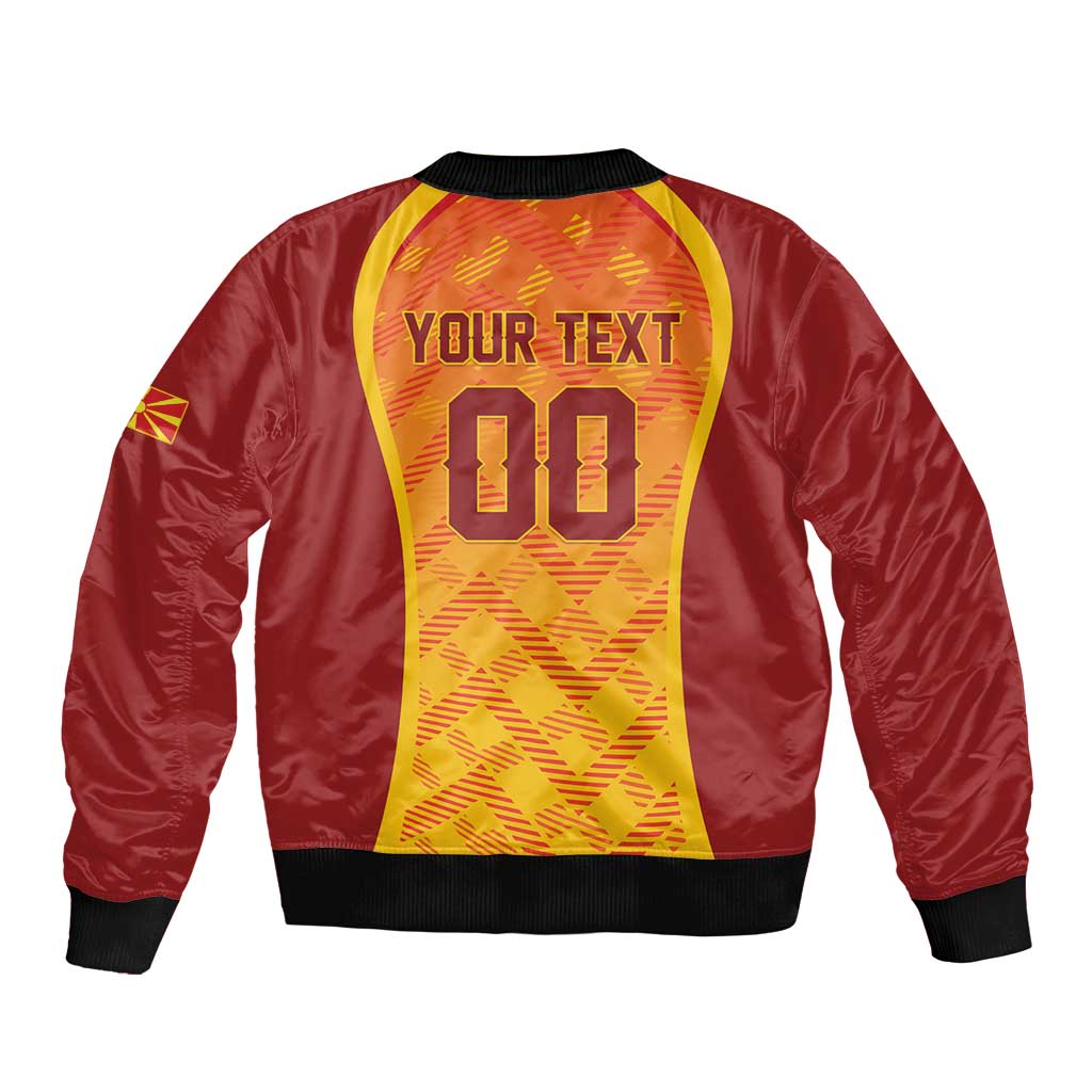 Custom Football 2026 Macedonia Sleeve Zip Bomber Jacket The Red Devils Go Glory