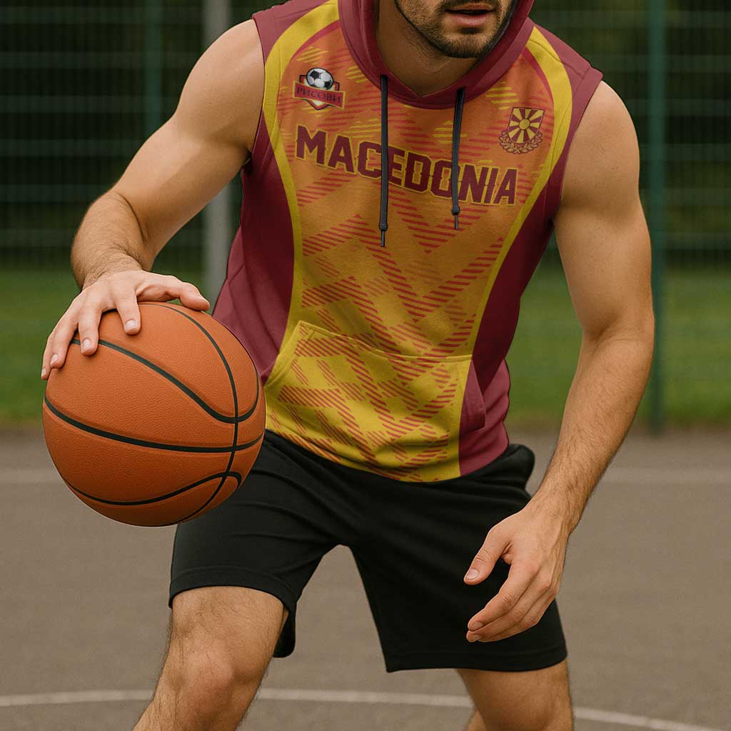 Custom Football 2026 Macedonia Sleeveless Hoodie The Red Devils Go Glory