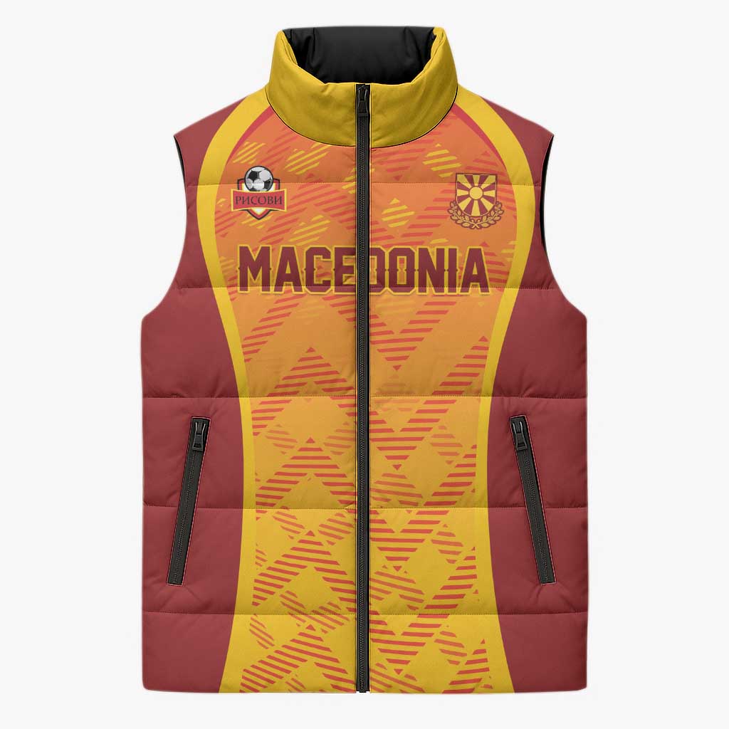 Custom Football 2026 Macedonia Sleeveless Puffer Jacket The Red Devils Go Glory