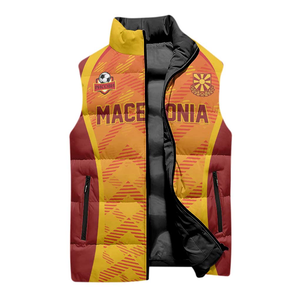 Custom Football 2026 Macedonia Sleeveless Puffer Jacket The Red Devils Go Glory