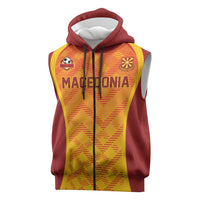 Custom Football 2026 Macedonia Sleeveless Zip Hoodie The Red Devils Go Glory