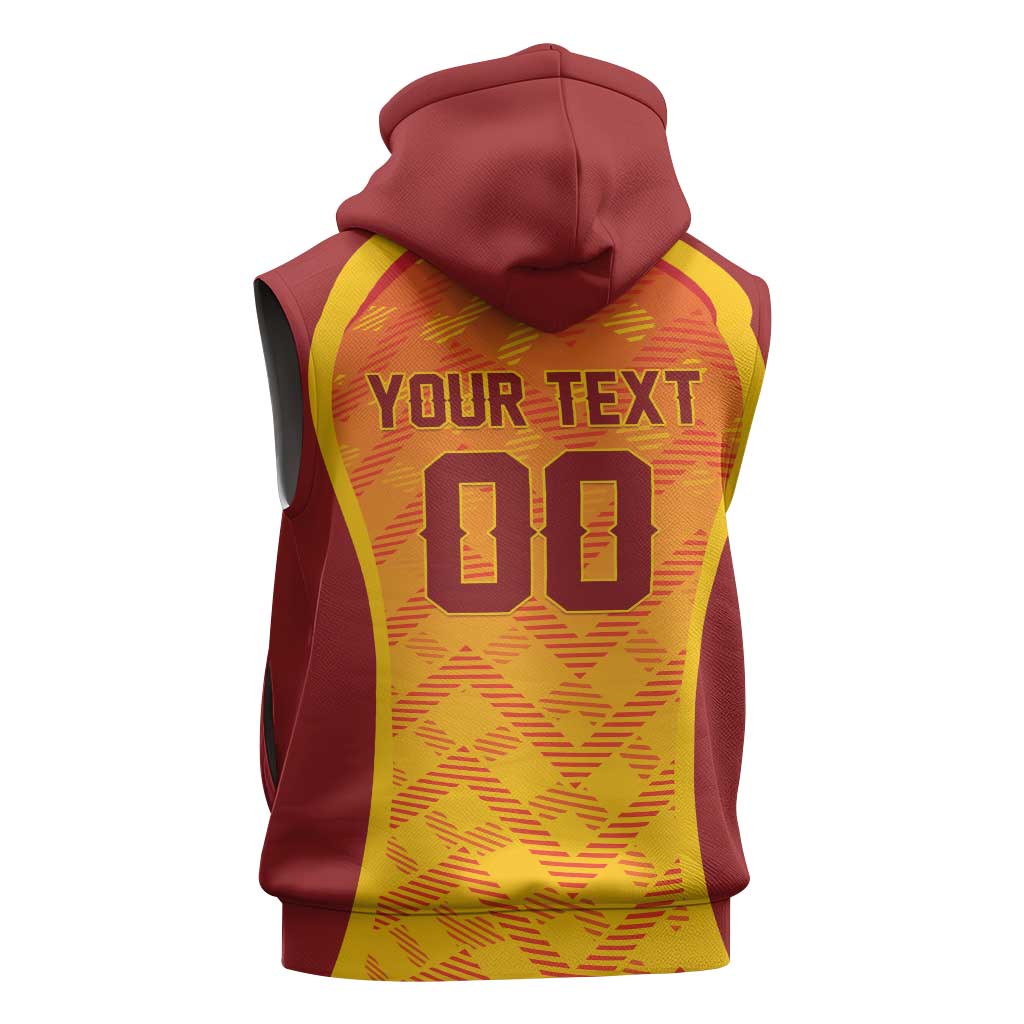 Custom Football 2026 Macedonia Sleeveless Zip Hoodie The Red Devils Go Glory