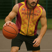 Custom Football 2026 Macedonia Sleeveless Zip Hoodie The Red Devils Go Glory
