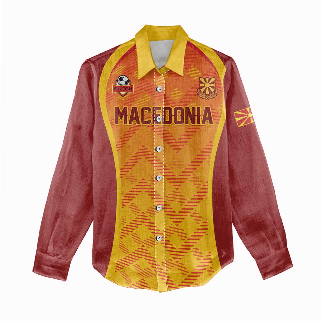 Custom Football 2026 Macedonia Women Casual Shirt The Red Devils Go Glory