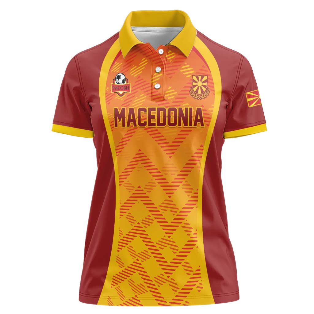 Custom Football 2026 Macedonia Women Polo Shirt The Red Devils Go Glory