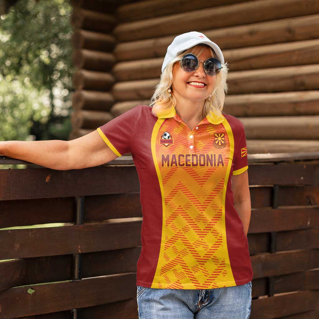 Custom Football 2026 Macedonia Women Polo Shirt The Red Devils Go Glory