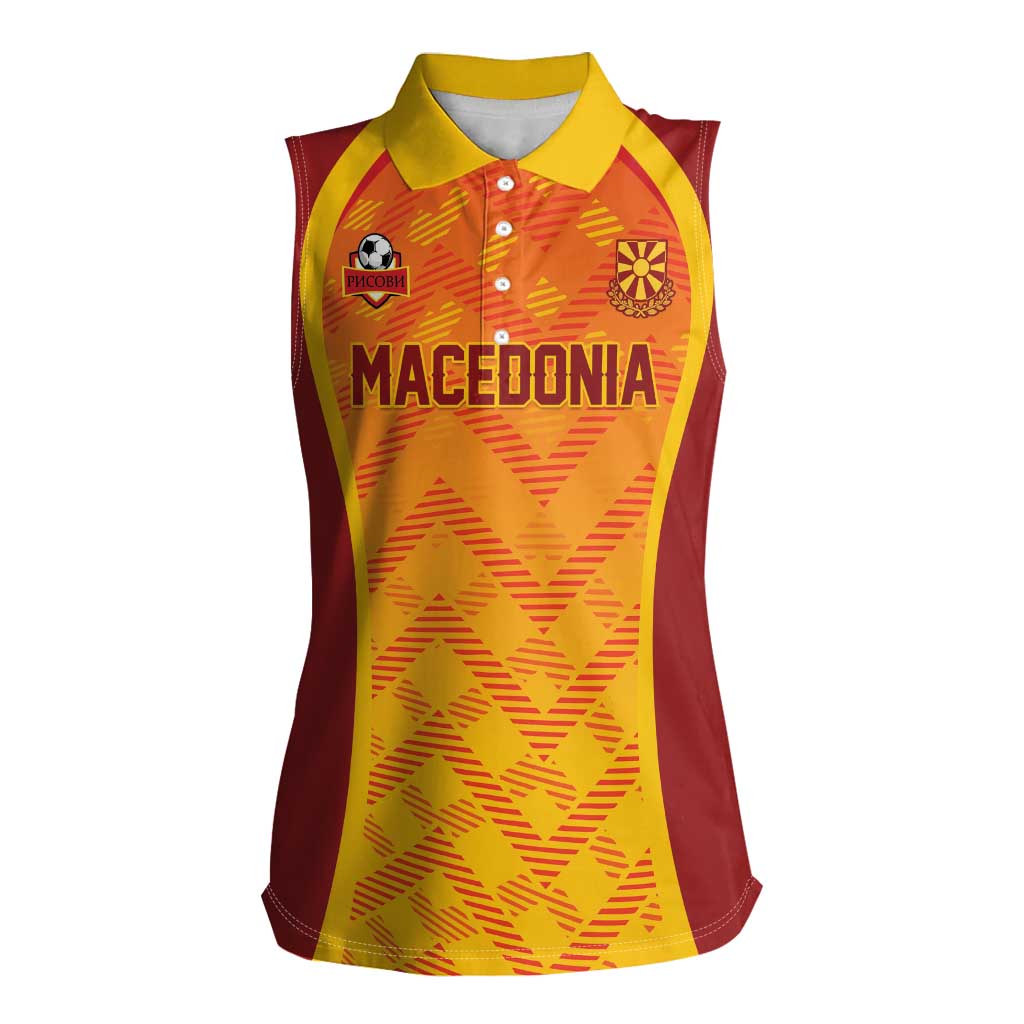 Custom Football 2026 Macedonia Women Sleeveless Polo Shirt The Red Devils Go Glory