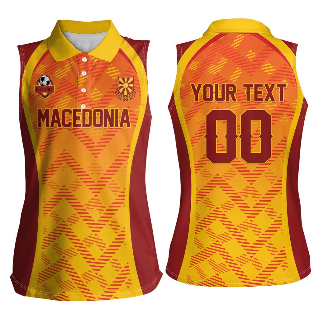 Custom Football 2026 Macedonia Women Sleeveless Polo Shirt The Red Devils Go Glory