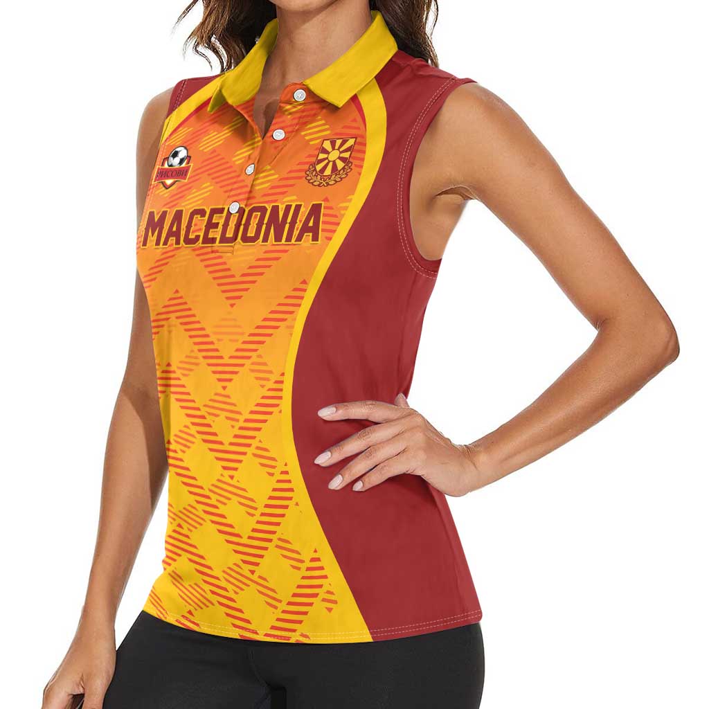 Custom Football 2026 Macedonia Women Sleeveless Polo Shirt The Red Devils Go Glory