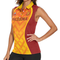 Custom Football 2026 Macedonia Women Sleeveless Polo Shirt The Red Devils Go Glory