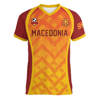 Custom Football 2026 Macedonia Women V-Neck T-Shirt The Red Devils Go Glory