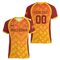 Custom Football 2026 Macedonia Women V-Neck T-Shirt The Red Devils Go Glory