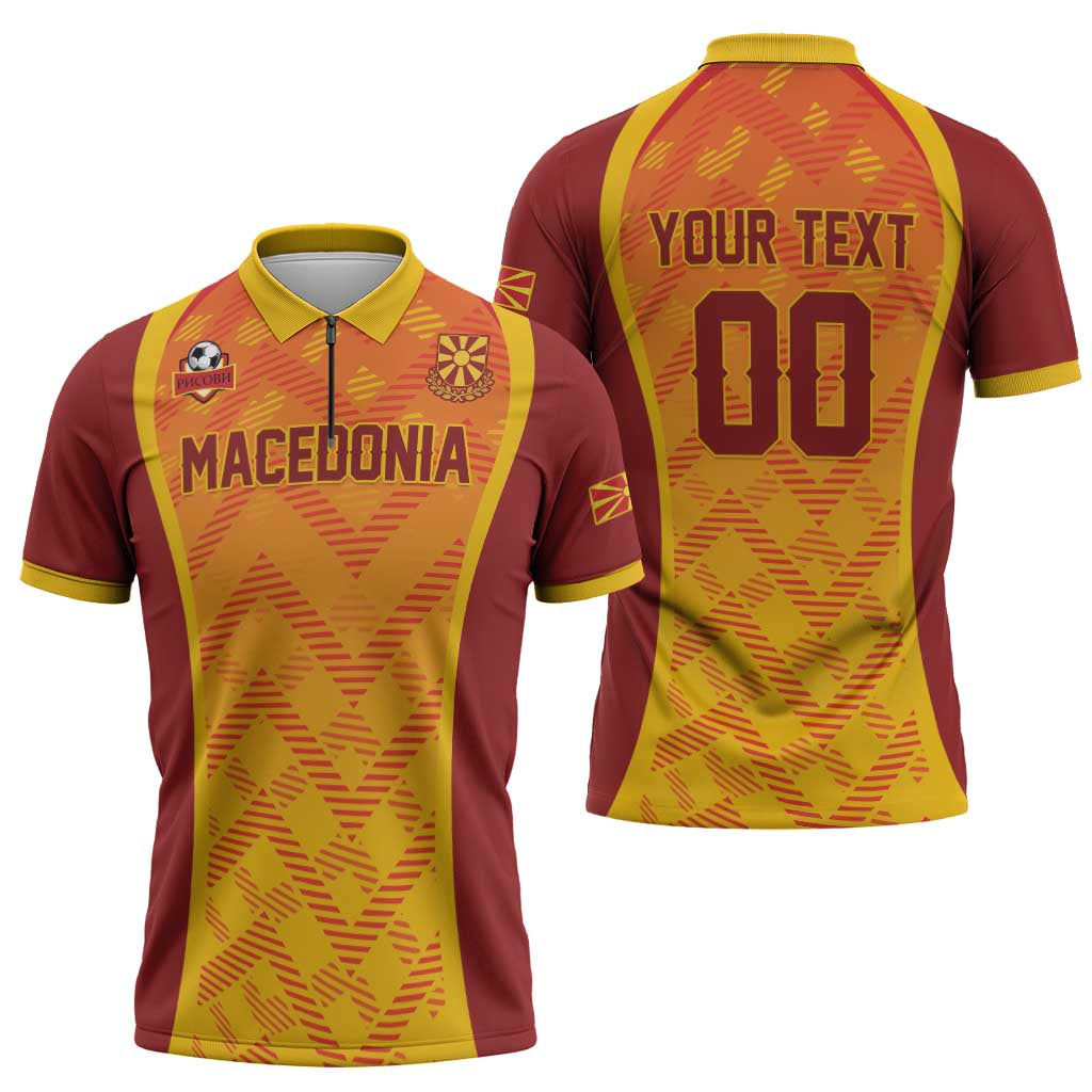Custom Football 2026 Macedonia Zipper Polo Shirt The Red Devils Go Glory