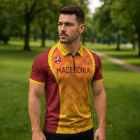 Custom Football 2026 Macedonia Zipper Polo Shirt The Red Devils Go Glory