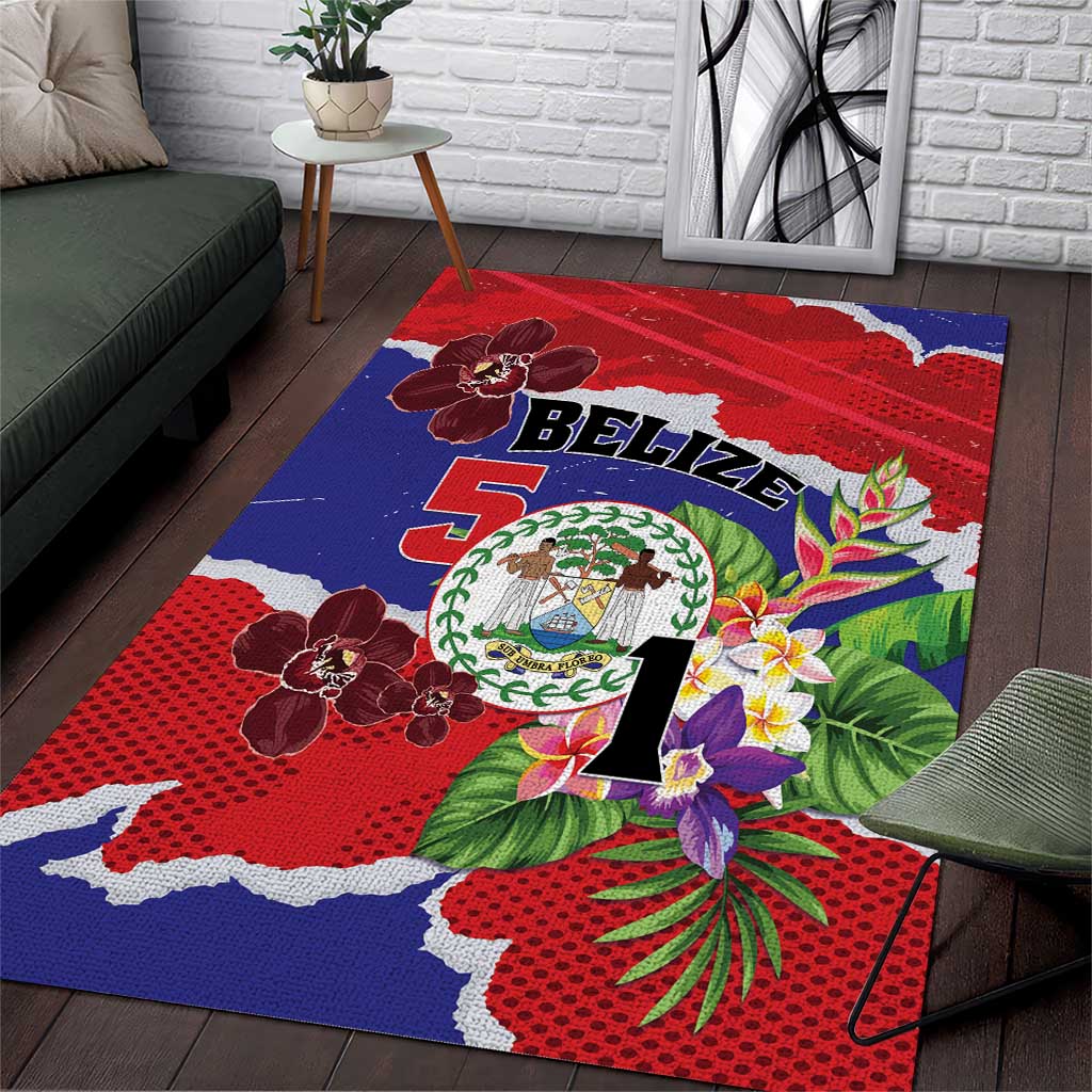 Belize 501 Tropical Black Orchid Area Rug Grunge Stylized