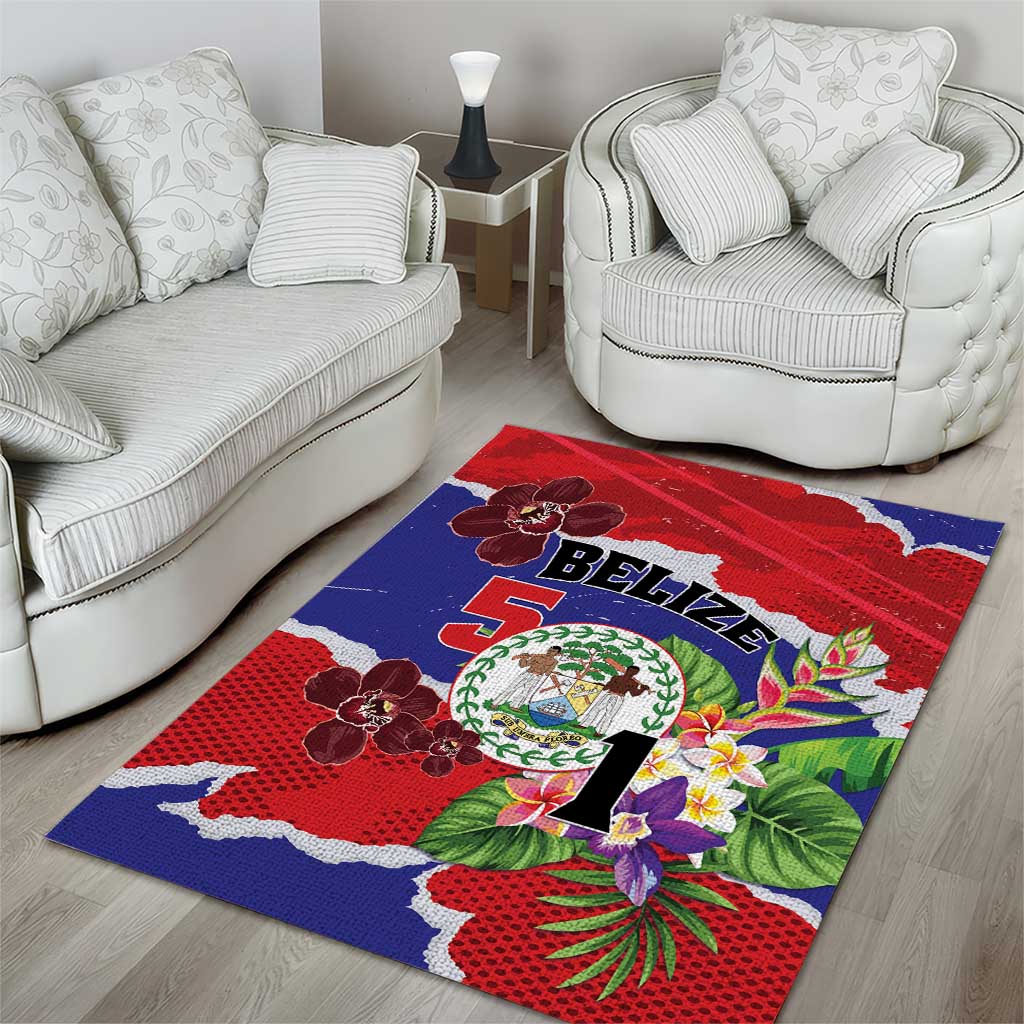 Belize 501 Tropical Black Orchid Area Rug Grunge Stylized