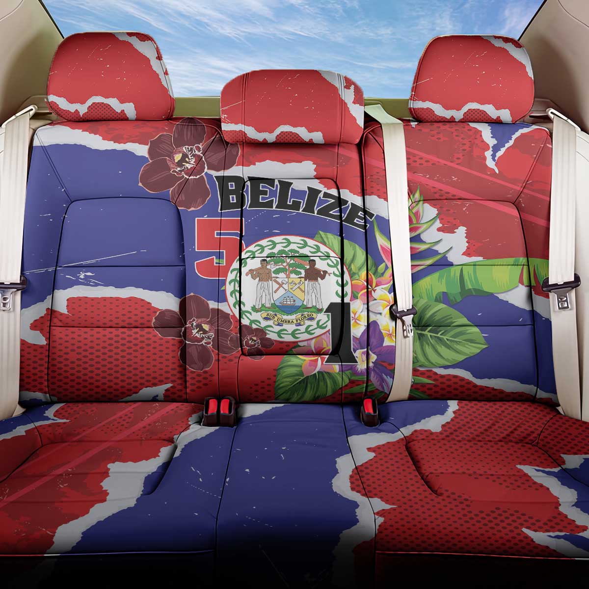Belize 501 Tropical Black Orchid Back Car Seat Cover Grunge Stylized