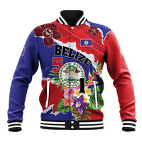 Personalised Belize 501 Tropical Black Orchid Baseball Jacket Grunge Stylized