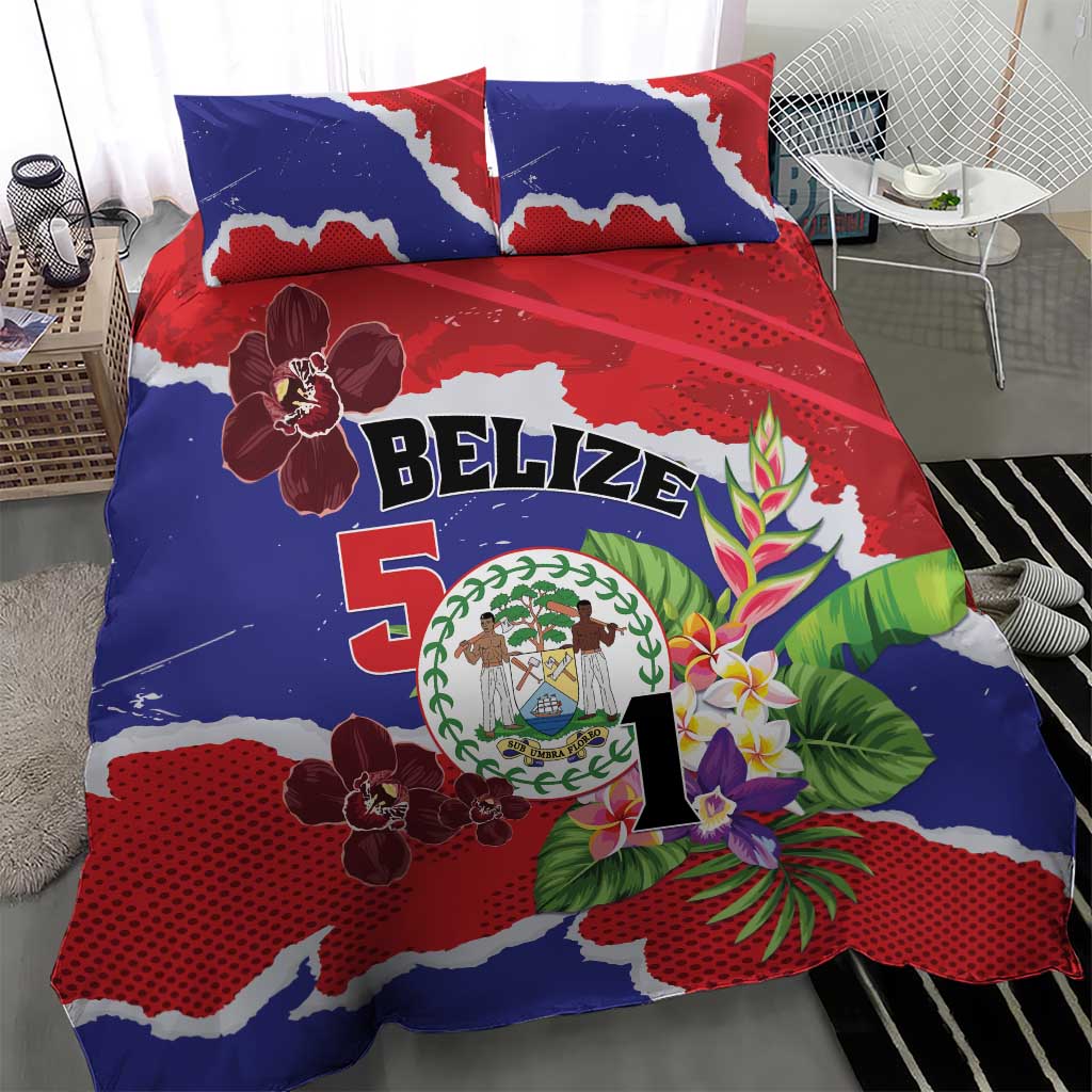 Belize 501 Tropical Black Orchid Bedding Set Grunge Stylized