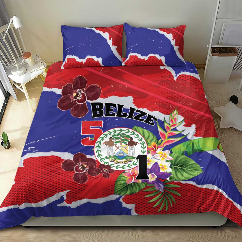 Belize 501 Tropical Black Orchid Bedding Set Grunge Stylized