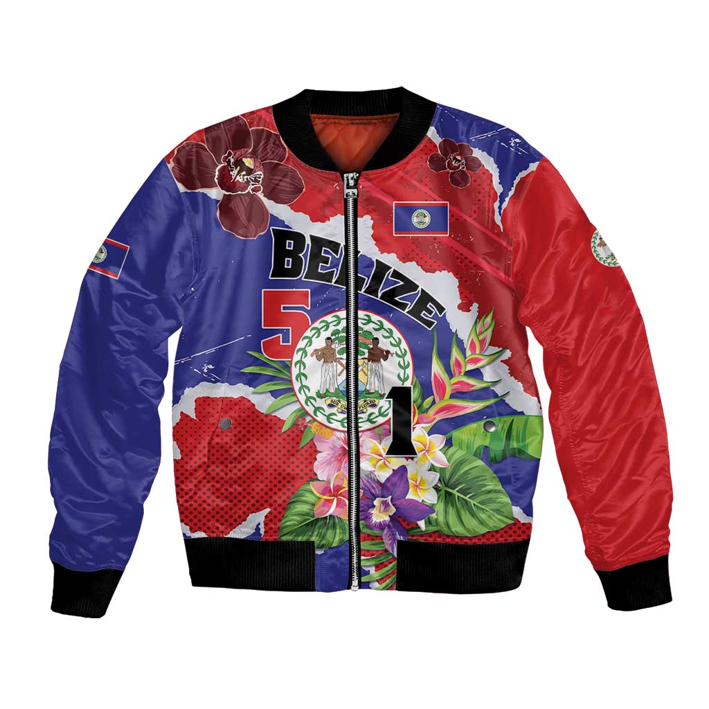Personalised Belize 501 Tropical Black Orchid Bomber Jacket Grunge Stylized
