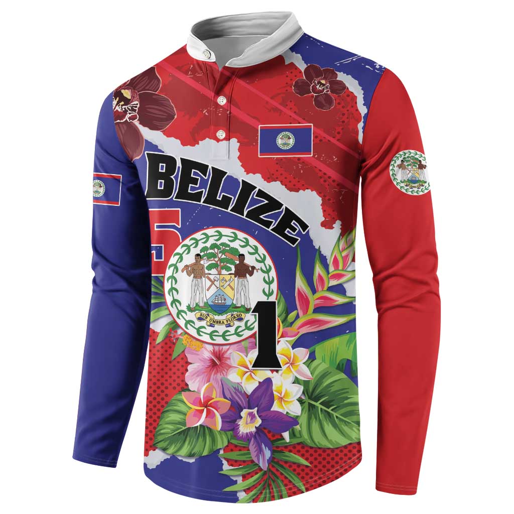 Personalised Belize 501 Tropical Black Orchid Button Sweatshirt Grunge Stylized