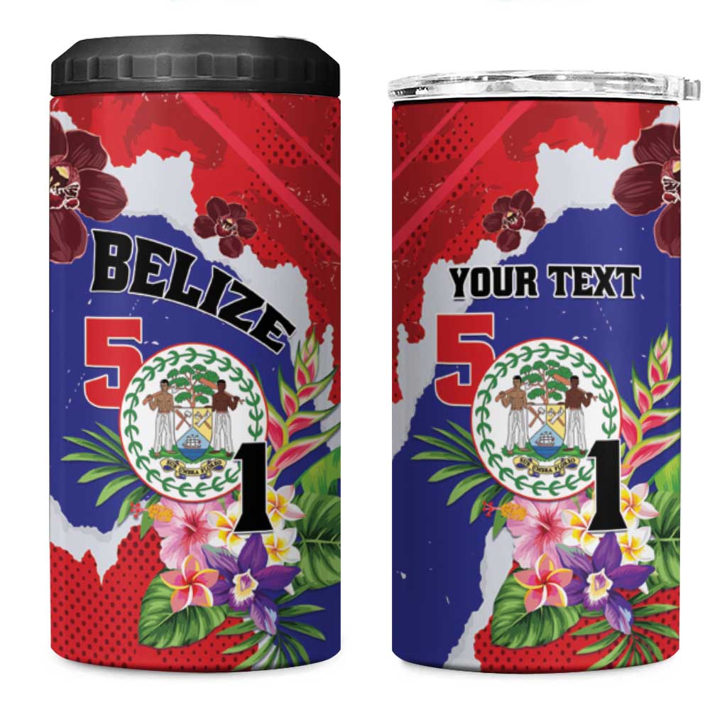 Personalised Belize 501 Tropical Black Orchid 4 in 1 Can Cooler Tumbler Grunge Stylized