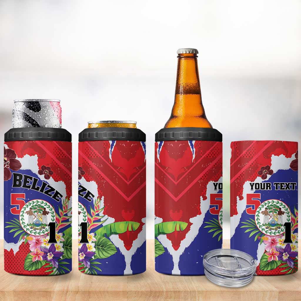 Personalised Belize 501 Tropical Black Orchid 4 in 1 Can Cooler Tumbler Grunge Stylized