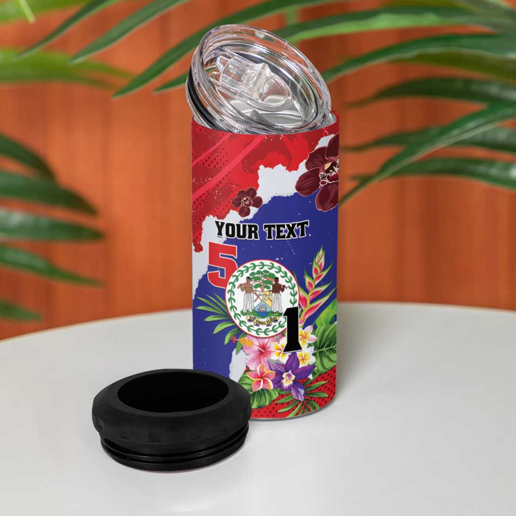 Personalised Belize 501 Tropical Black Orchid 4 in 1 Can Cooler Tumbler Grunge Stylized